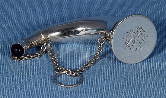 A Victorian silver cornucopia shaped vinaigrette and scent bottle, Length 4”/102mm Weight 2oz/58grms